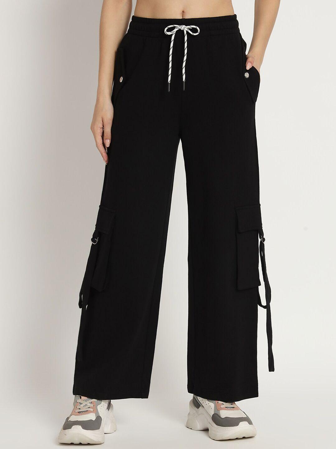 vividartsy women mid-rise relaxed cotton tapered fit trousers