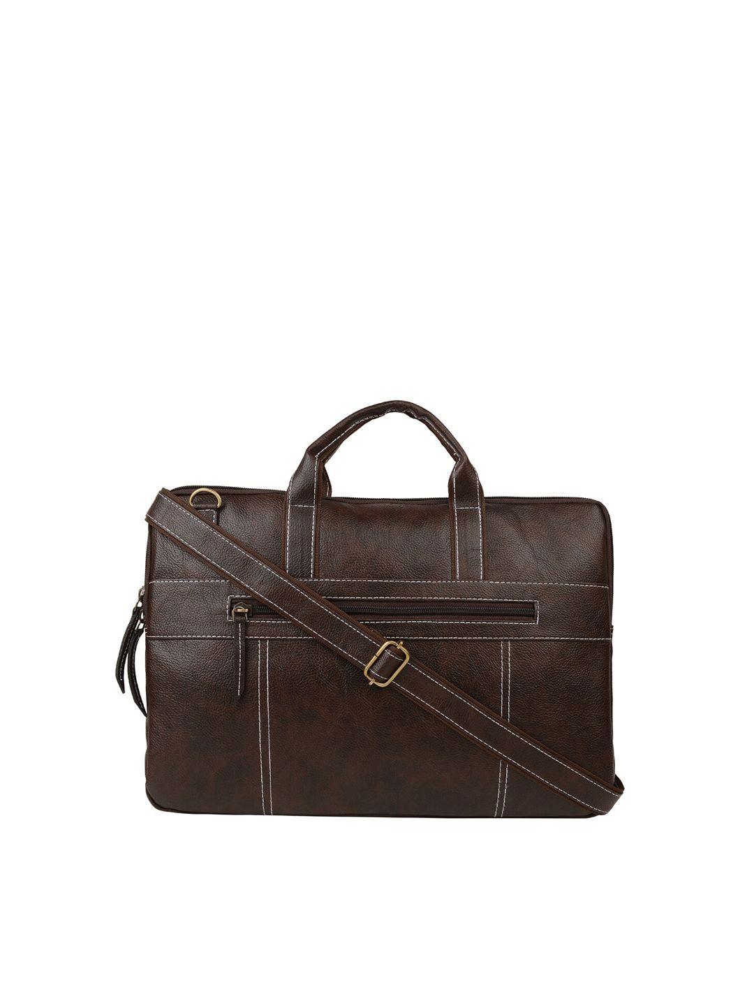 vivinkaa men coffee brown textured laptop bag