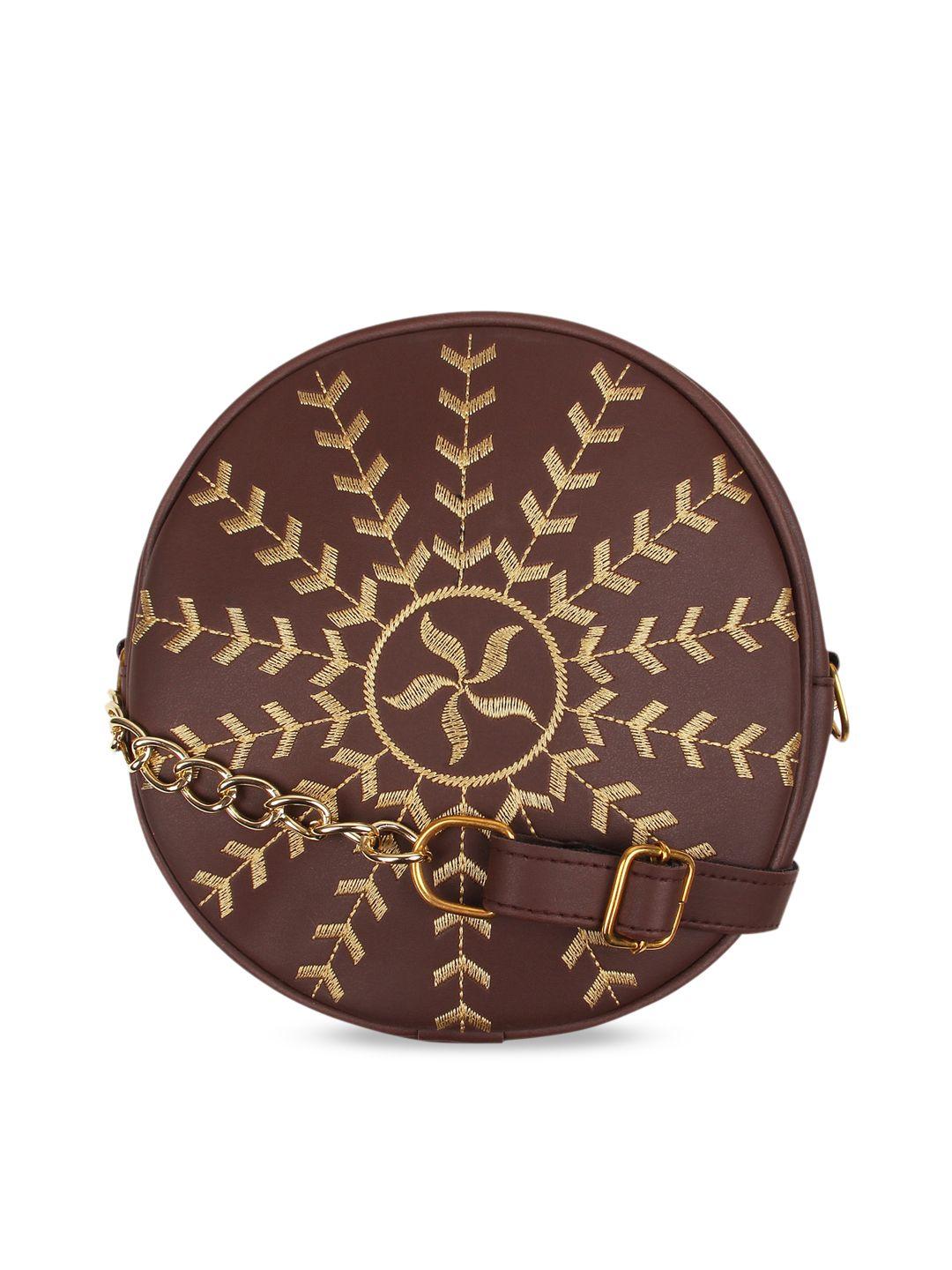 vivinkaa coffee brown self design sling bag