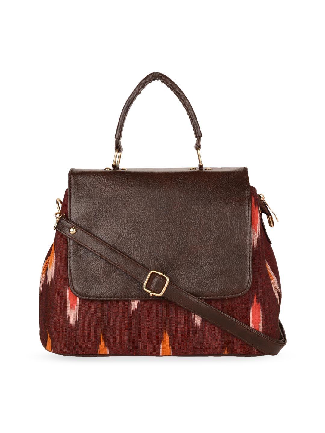 vivinkaa ethnic motifs printed leather structured satchel