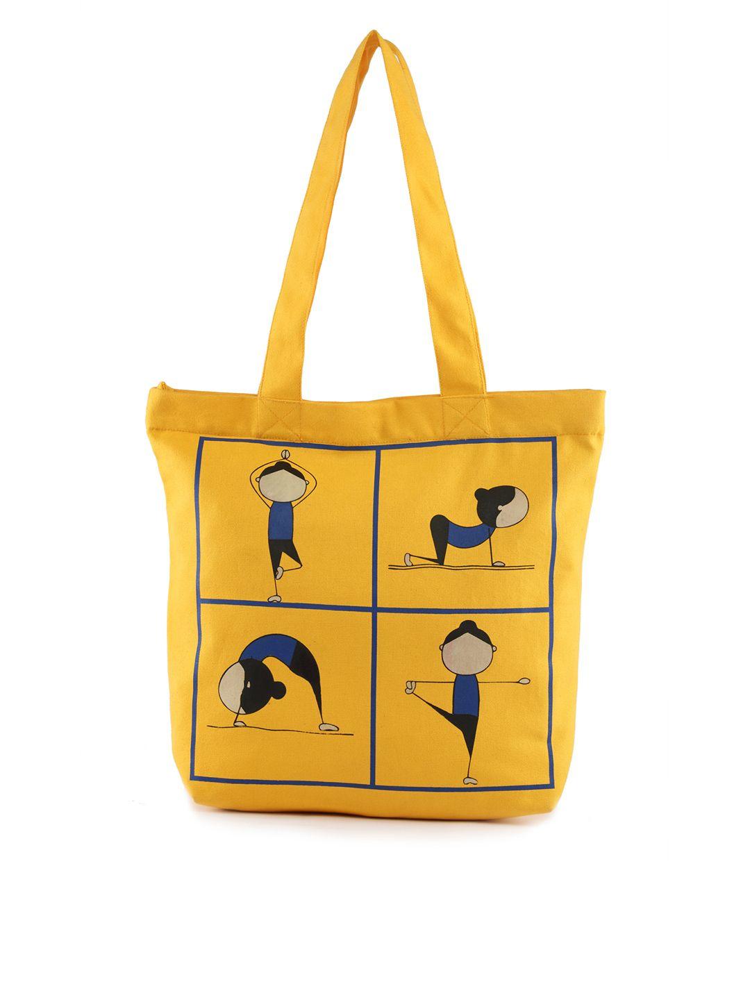 vivinkaa mustard yellow printed tote bag