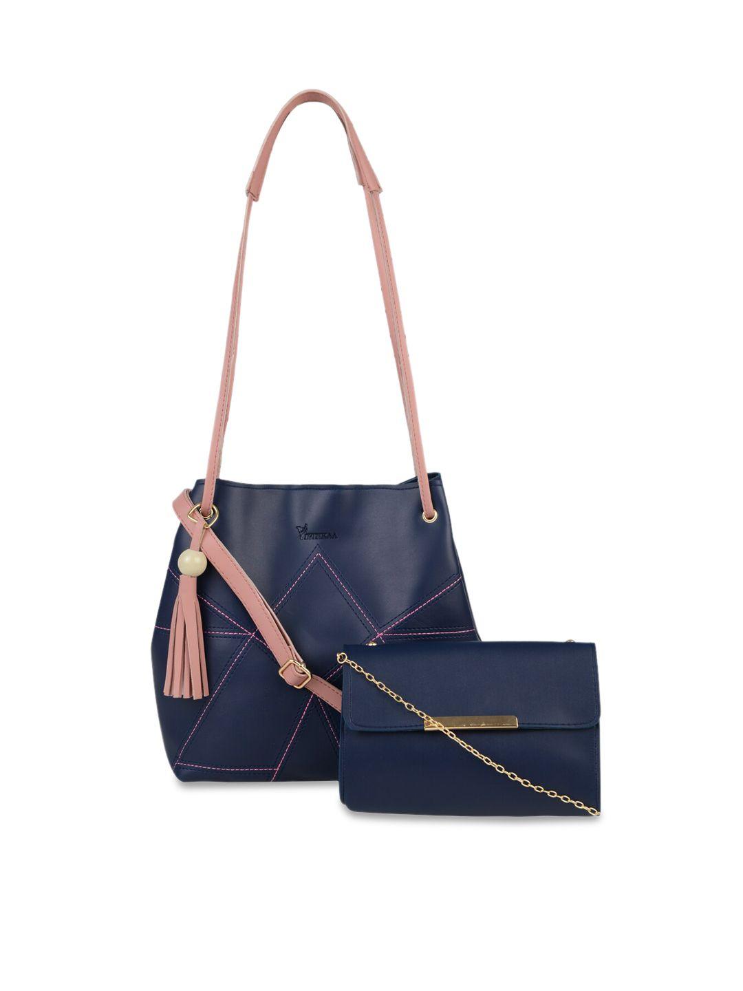 vivinkaa navy blue self design sling bag