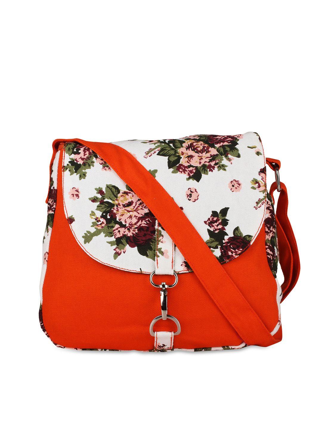 vivinkaa orange & white printed sling bag