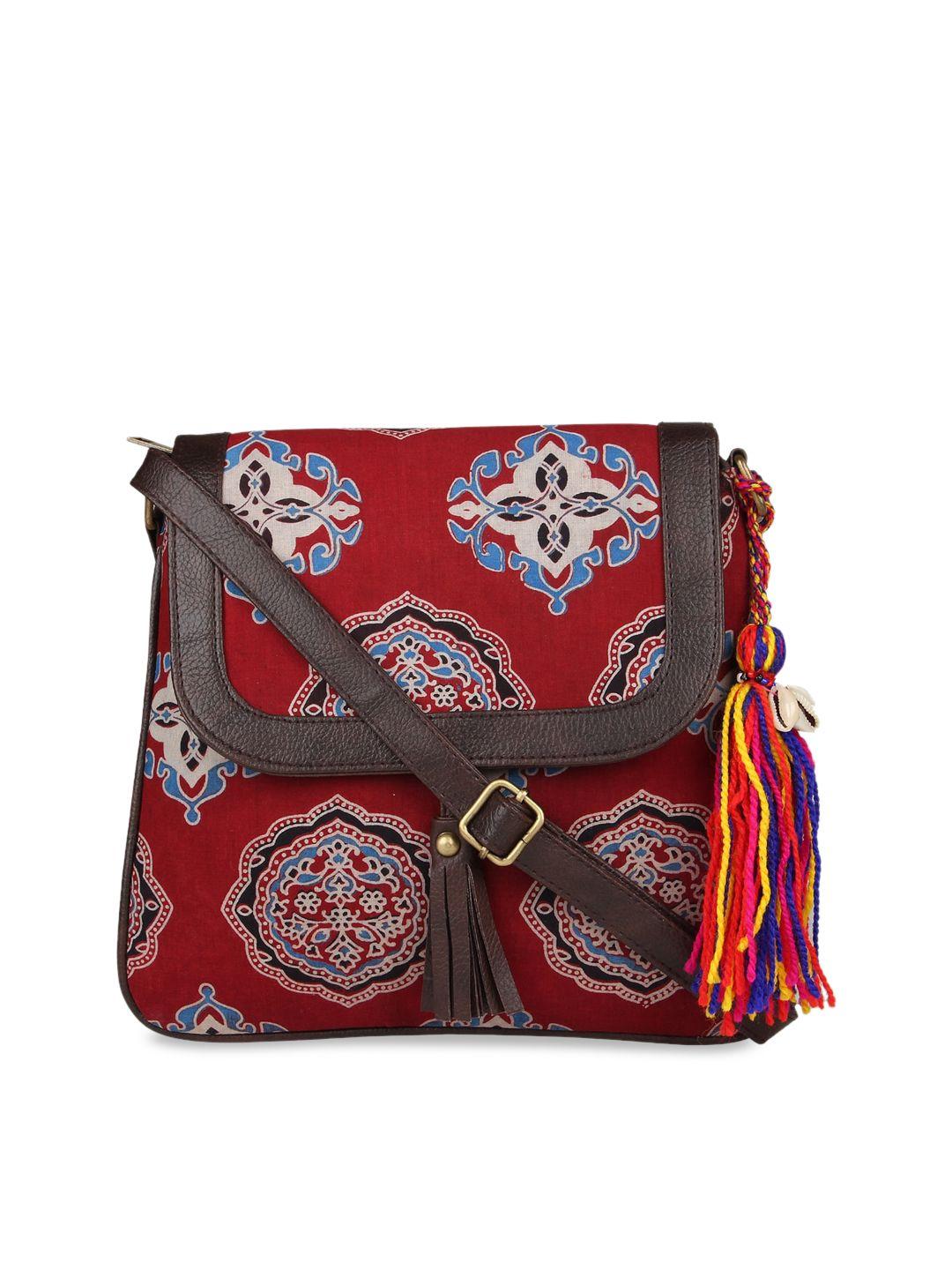 vivinkaa red & blue printed sling bag