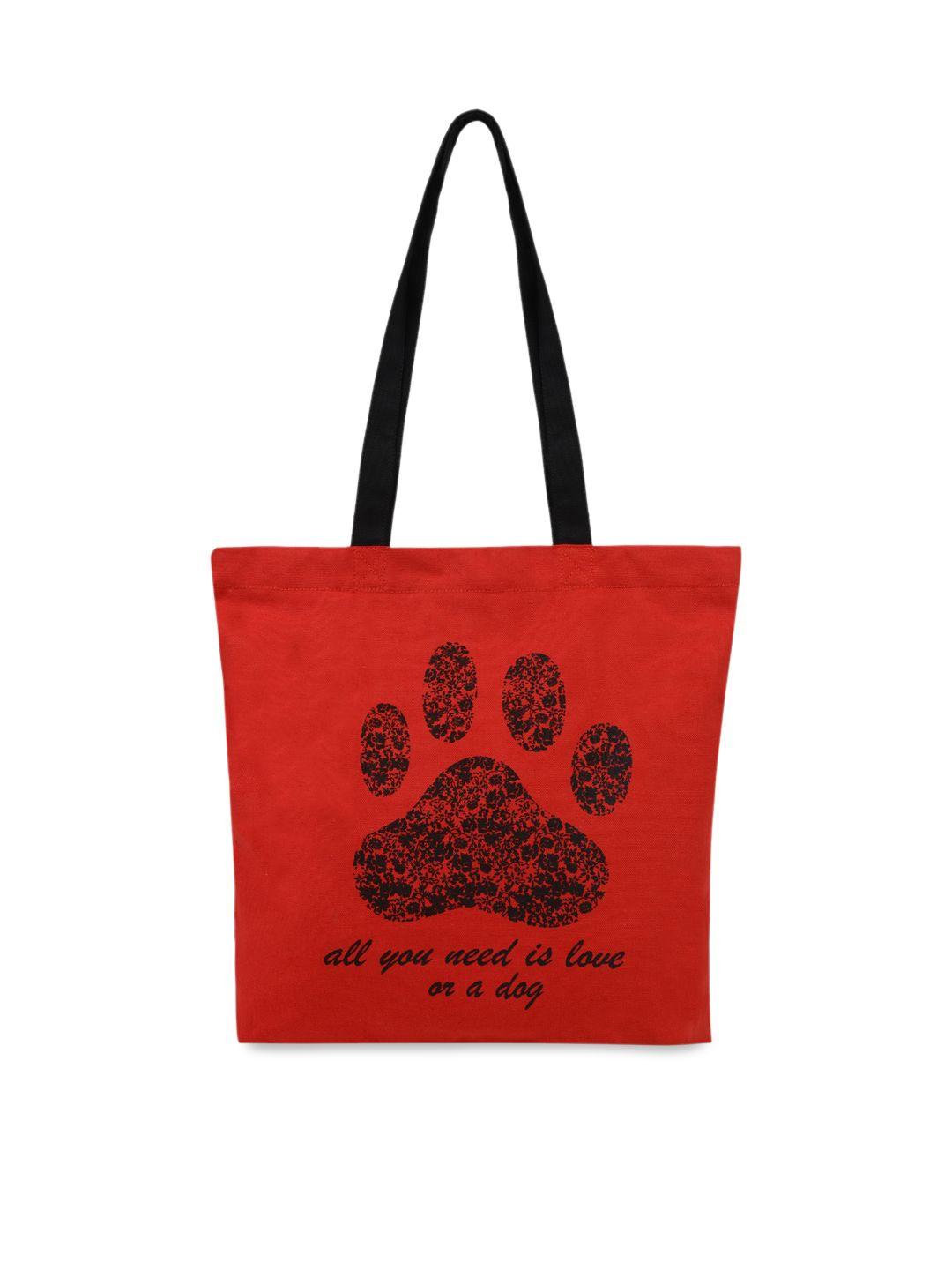 vivinkaa red paw printed tote bag