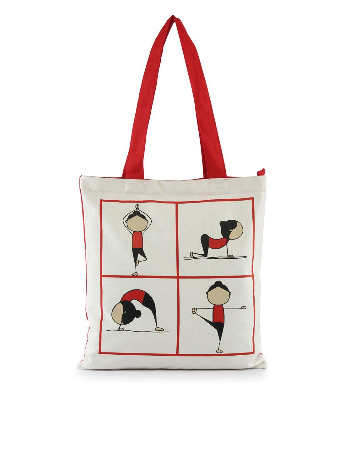 vivinkaa white & red printed tote bag