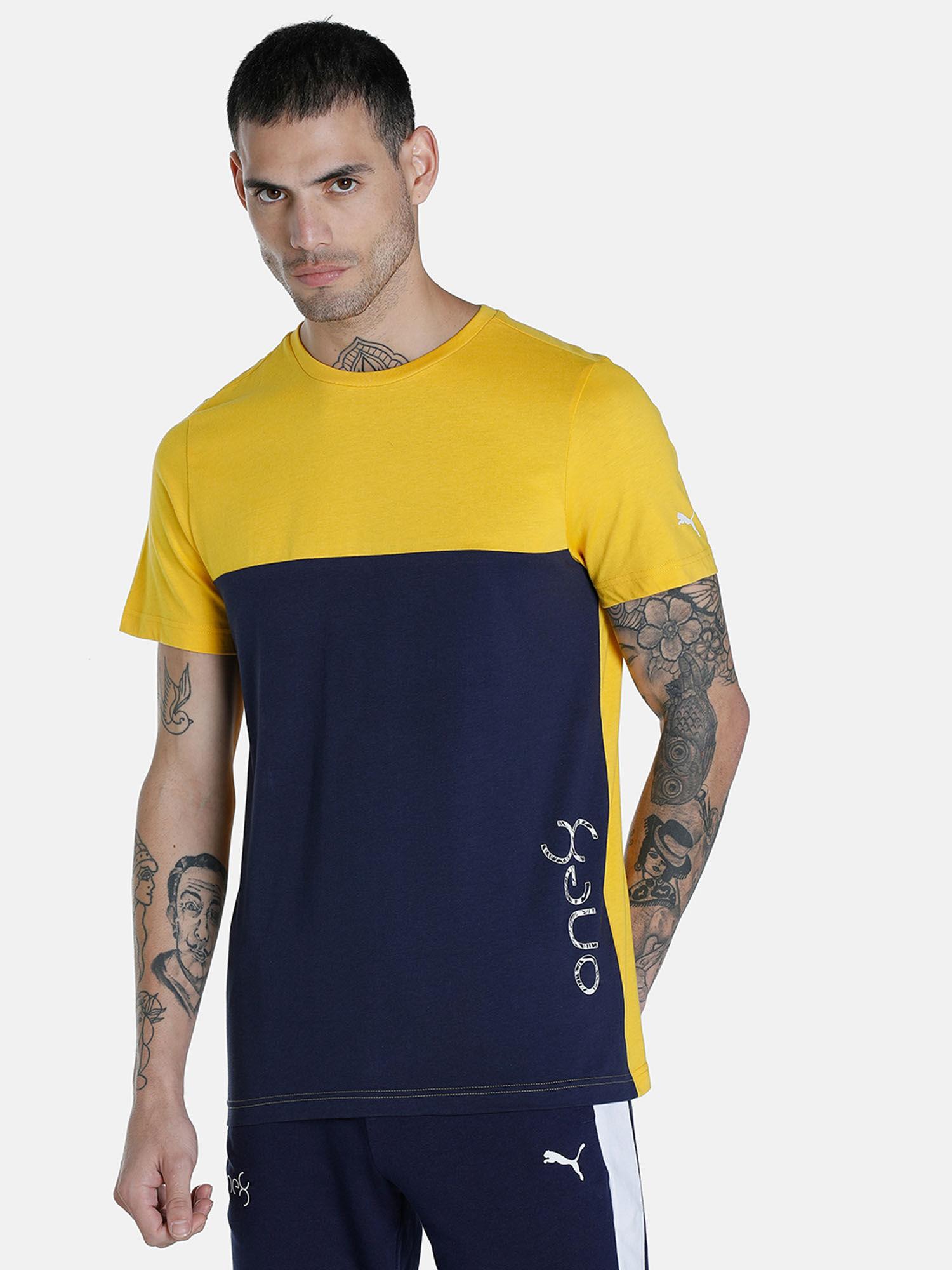 vk color block men's yellow t-shirt