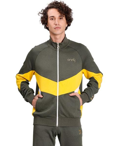 vk colourblock zip-front jacket with branding