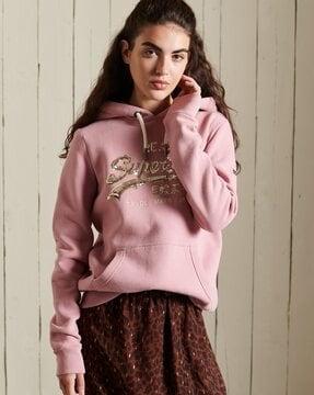 vl boho sparkle logo embellished hoodie with kangaroo pockets