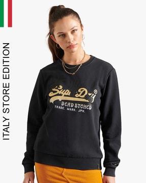 vl itago ub brand print crew-neck sweatshirt