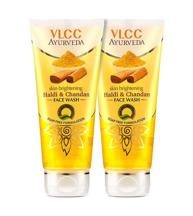 vlcc ayurveda skin brightening haldi & chandan face wash - pack of 2