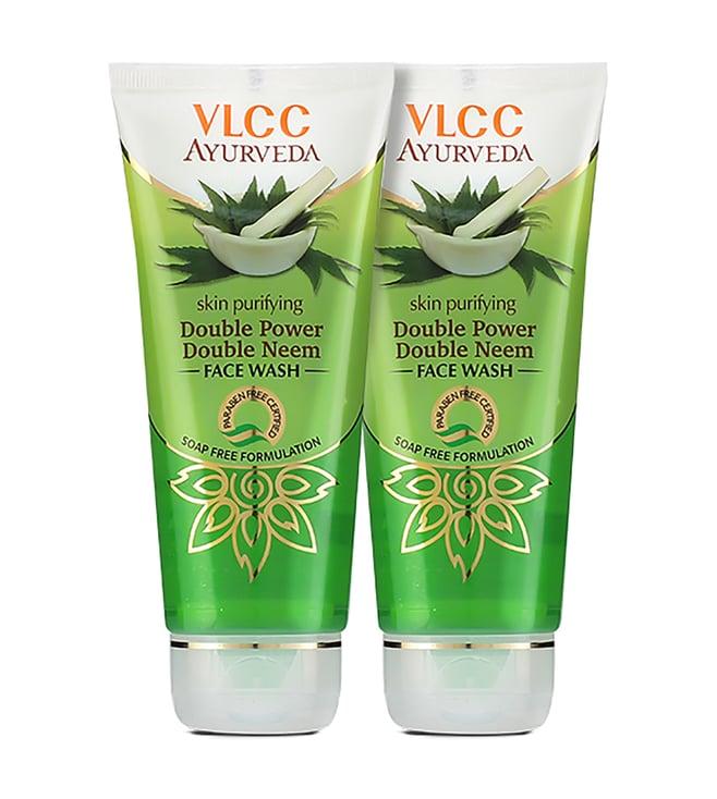 vlcc ayurveda skin purifying double power double neem face wash - pack of 2
