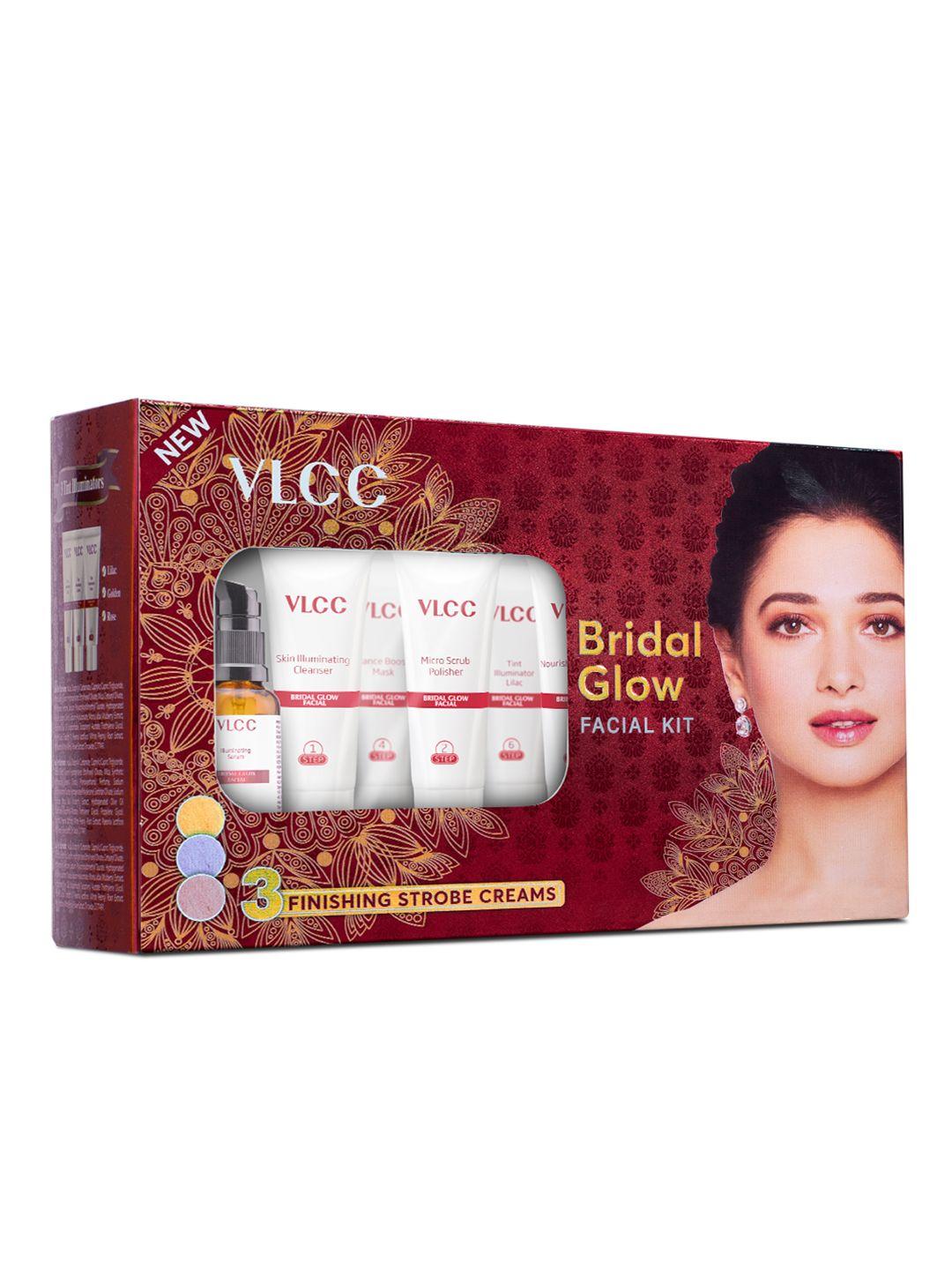 vlcc bridal glow set of 6 cleanser-polisher-cream-mask-serum-golden-rose-lilac illuminator
