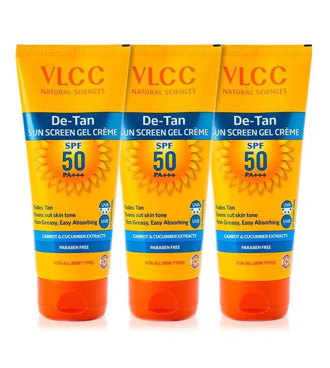 vlcc de tan spf 50 pa+++ sunscreen gel cream - pack of 3
