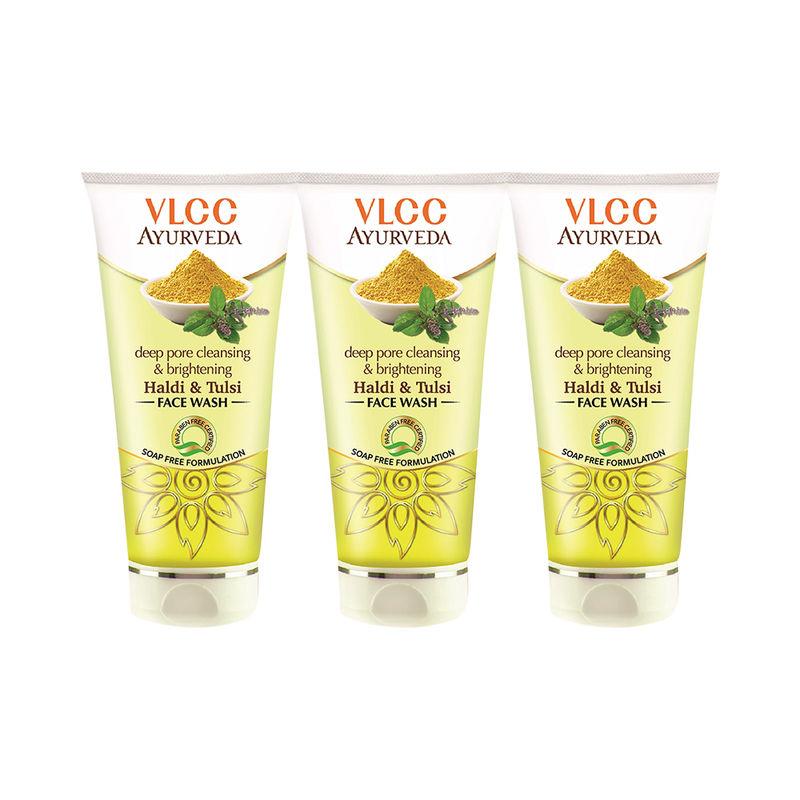 vlcc deep pore cleansing brightening haldi & tulsi face wash-pack of 3