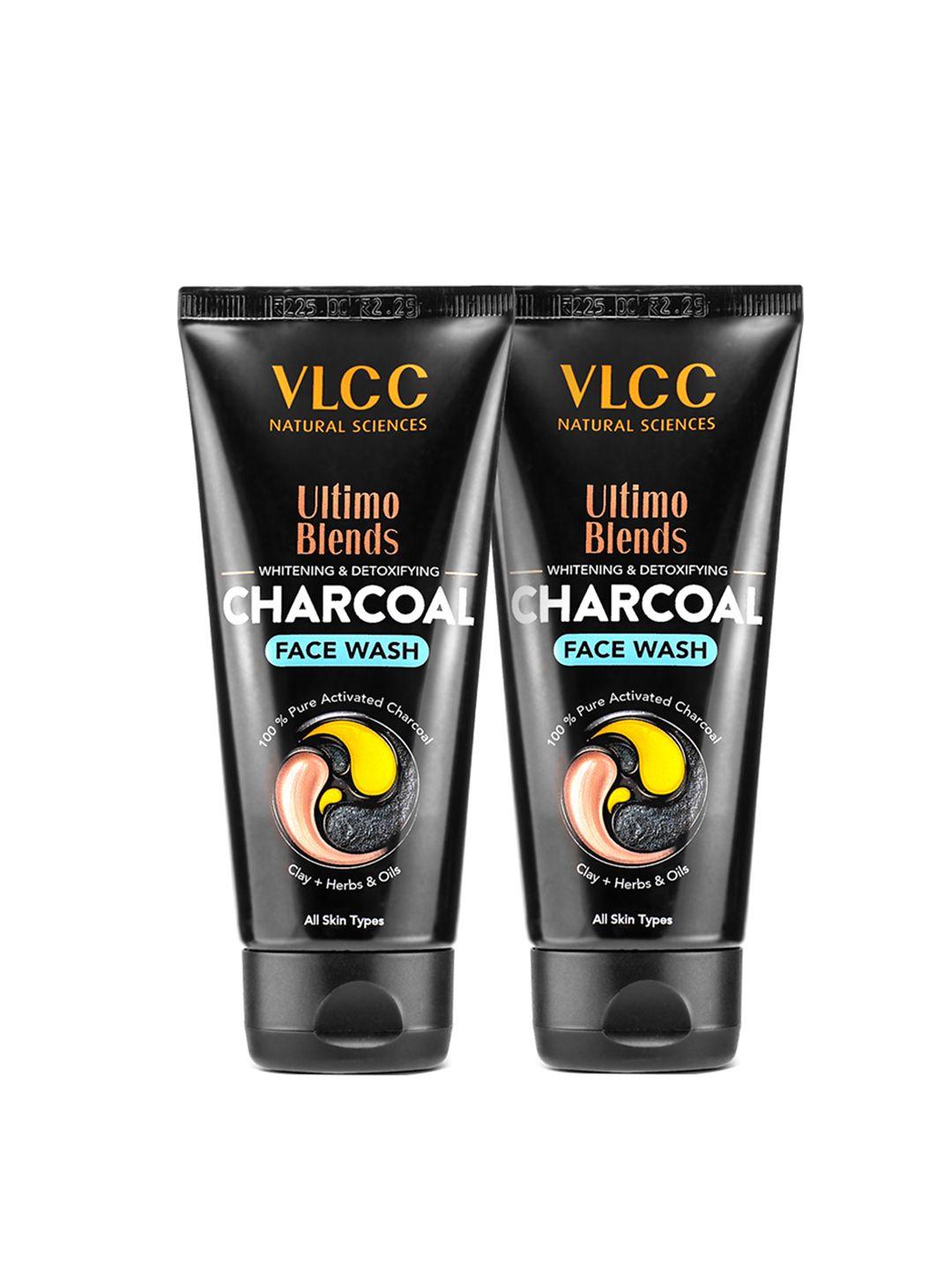 vlcc set of 2 ultimo blends whitening & detoxifying charcoal face wash - 100 ml each