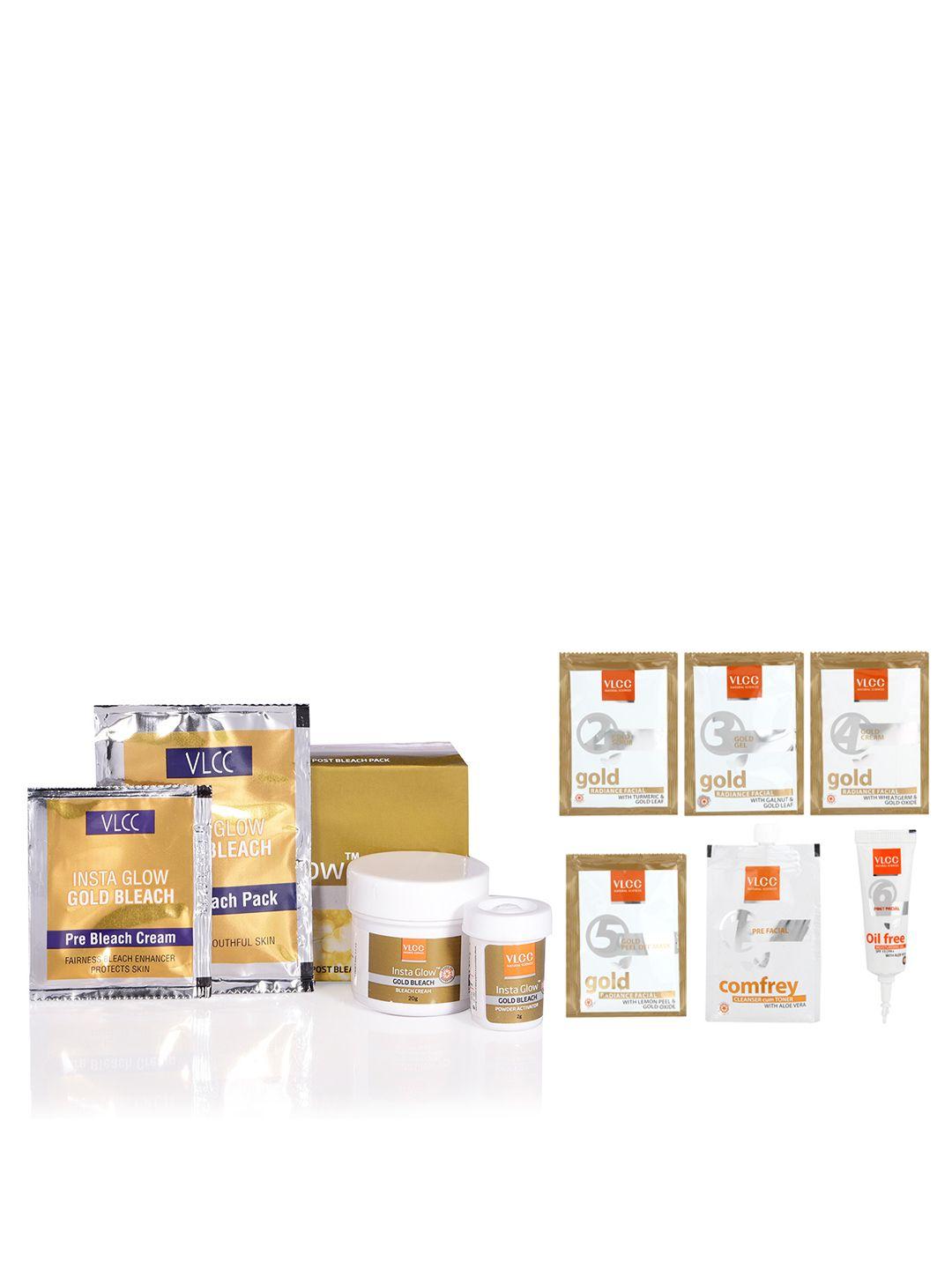 vlcc set of gold single facial kit - 60 g & insta glow gold bleach - 30 g