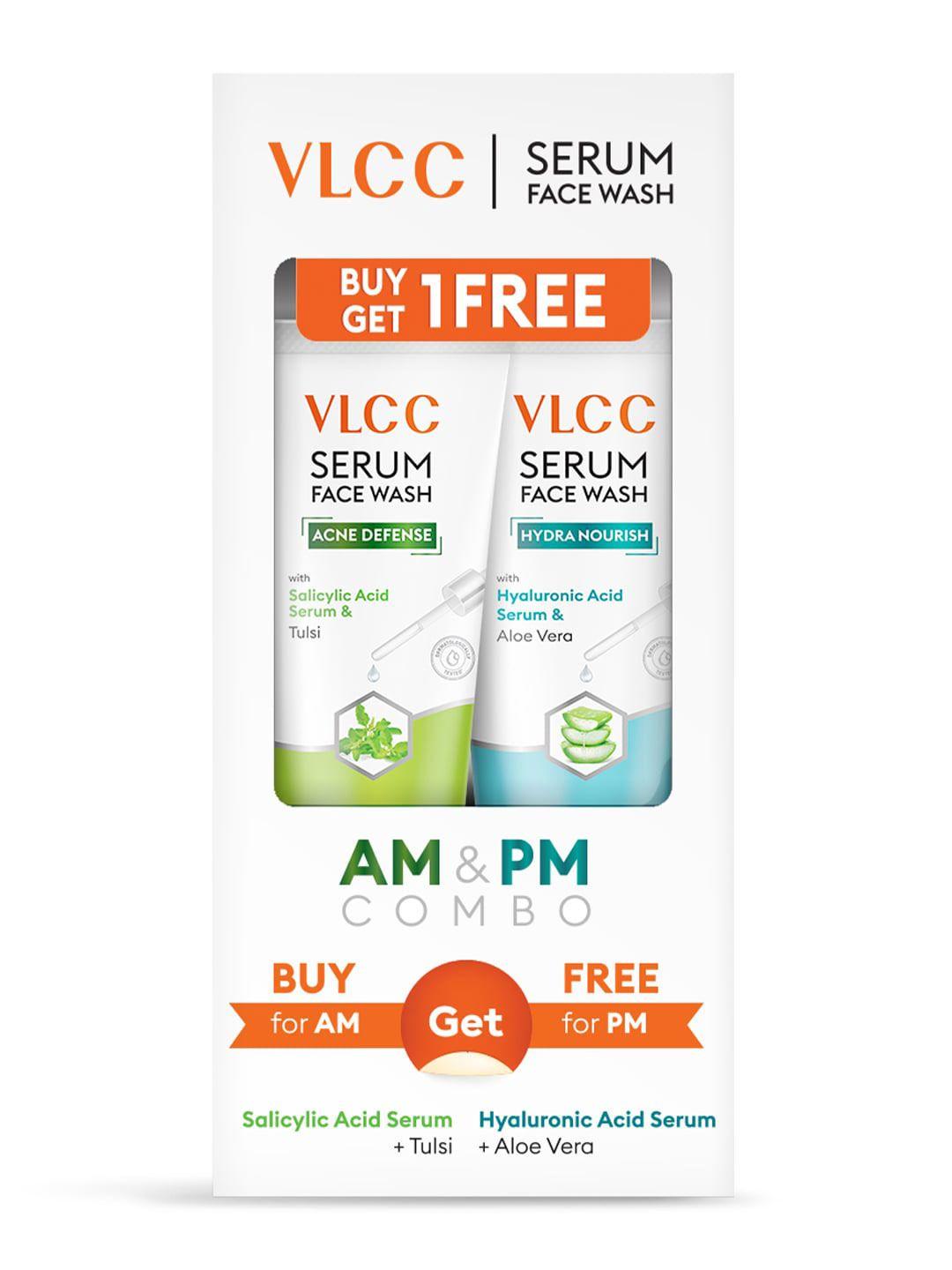vlcc 2-pcs acne defense & hydra nourish serum face wash - 100ml each