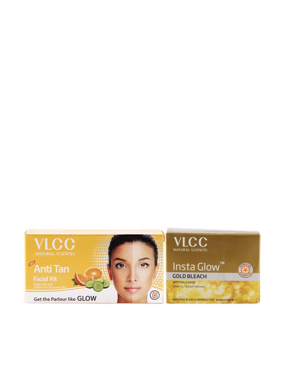 vlcc anti tan facial kit & insta glow bleach combo pack