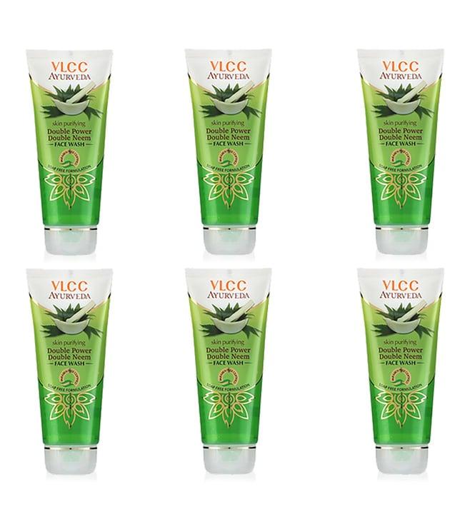 vlcc ayurveda double power double neem face wash - pack of 6