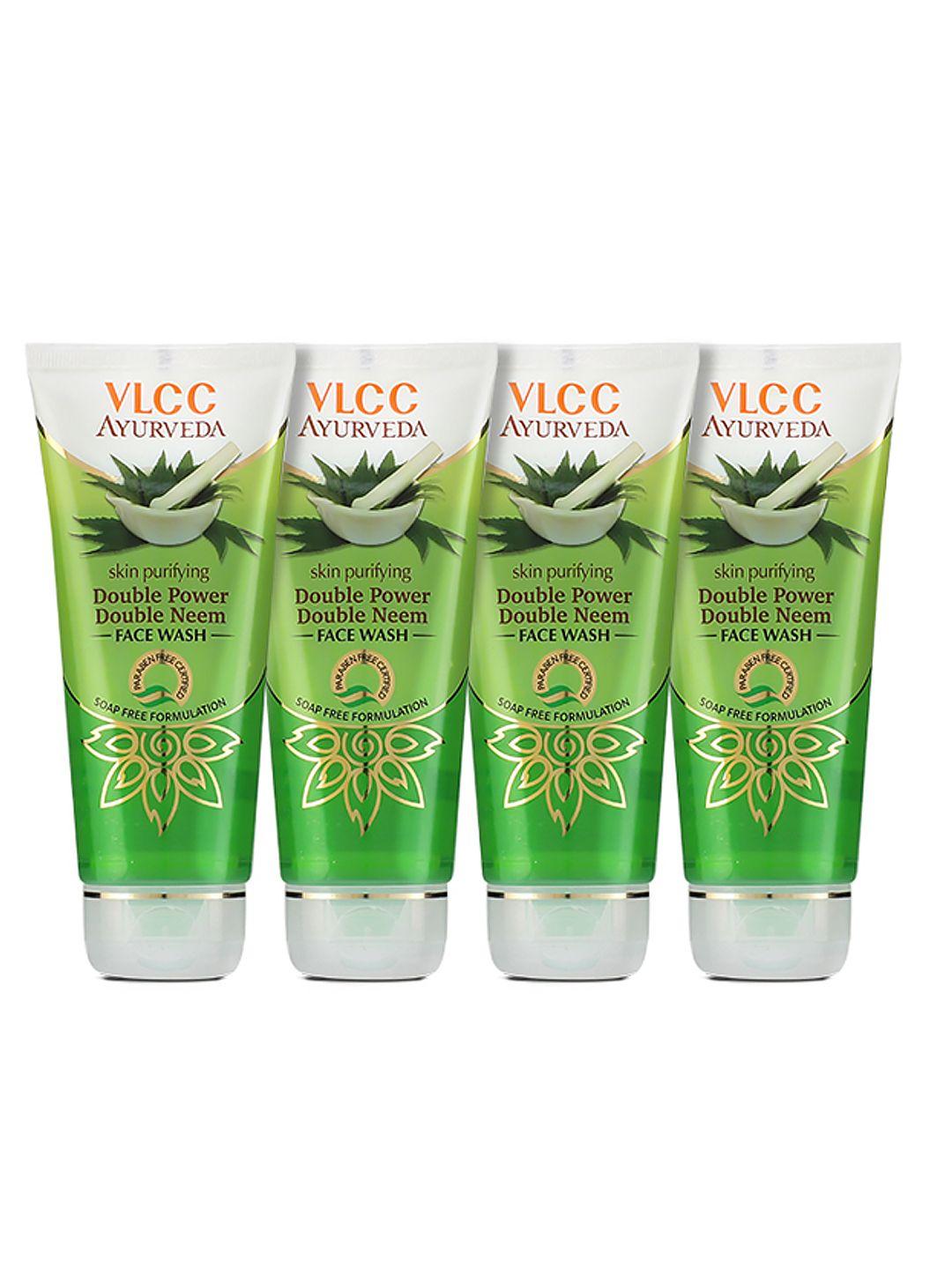 vlcc ayurveda set of 4 skin purifying double power double neem face wash - 100 ml each