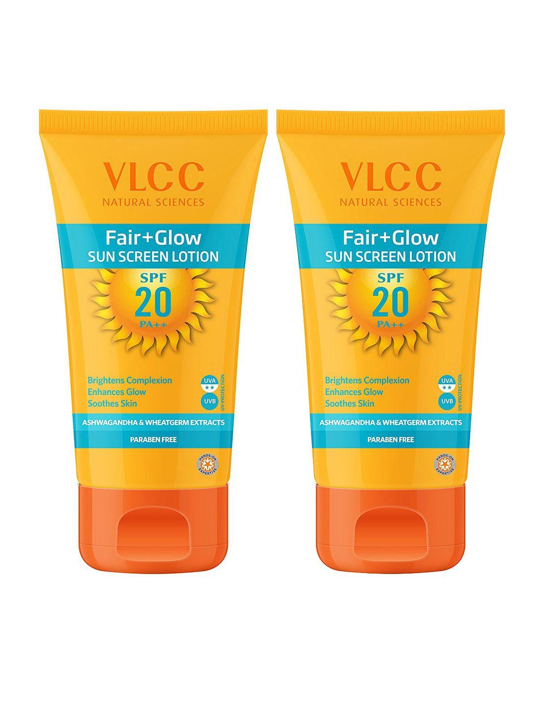 vlcc pack of 2 fair + glow sunscreen lotion