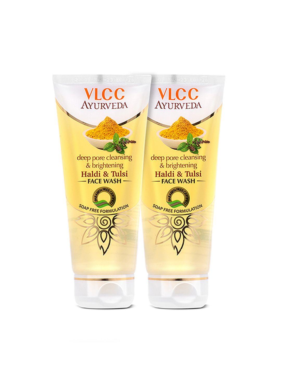 vlcc set of 2 deep pore cleansing & brightening haldi & tulsi face wash - 100 ml each