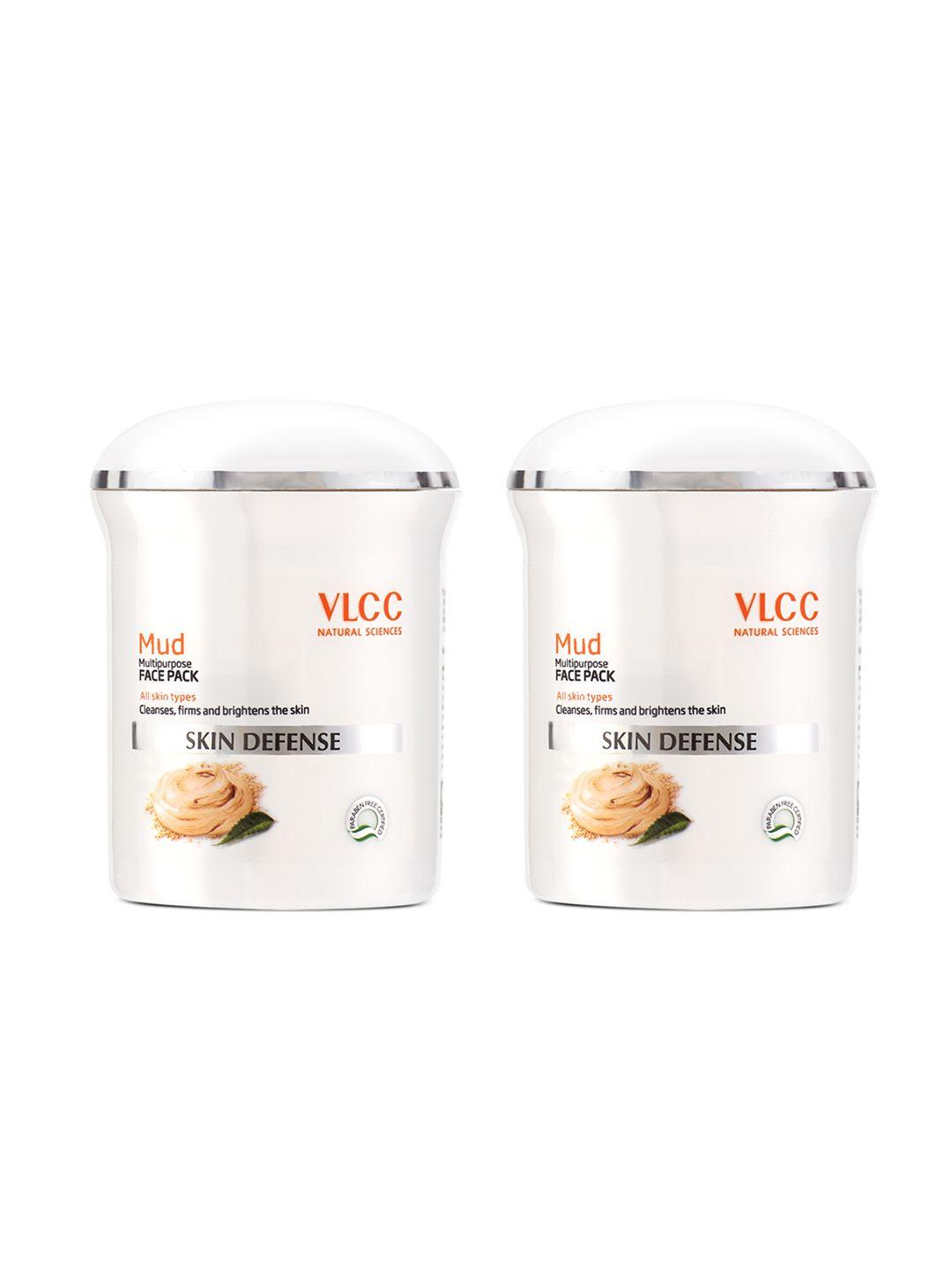 vlcc set of 2 skin defense multipurpose mud face pack to firm & brighten skin - 70g each
