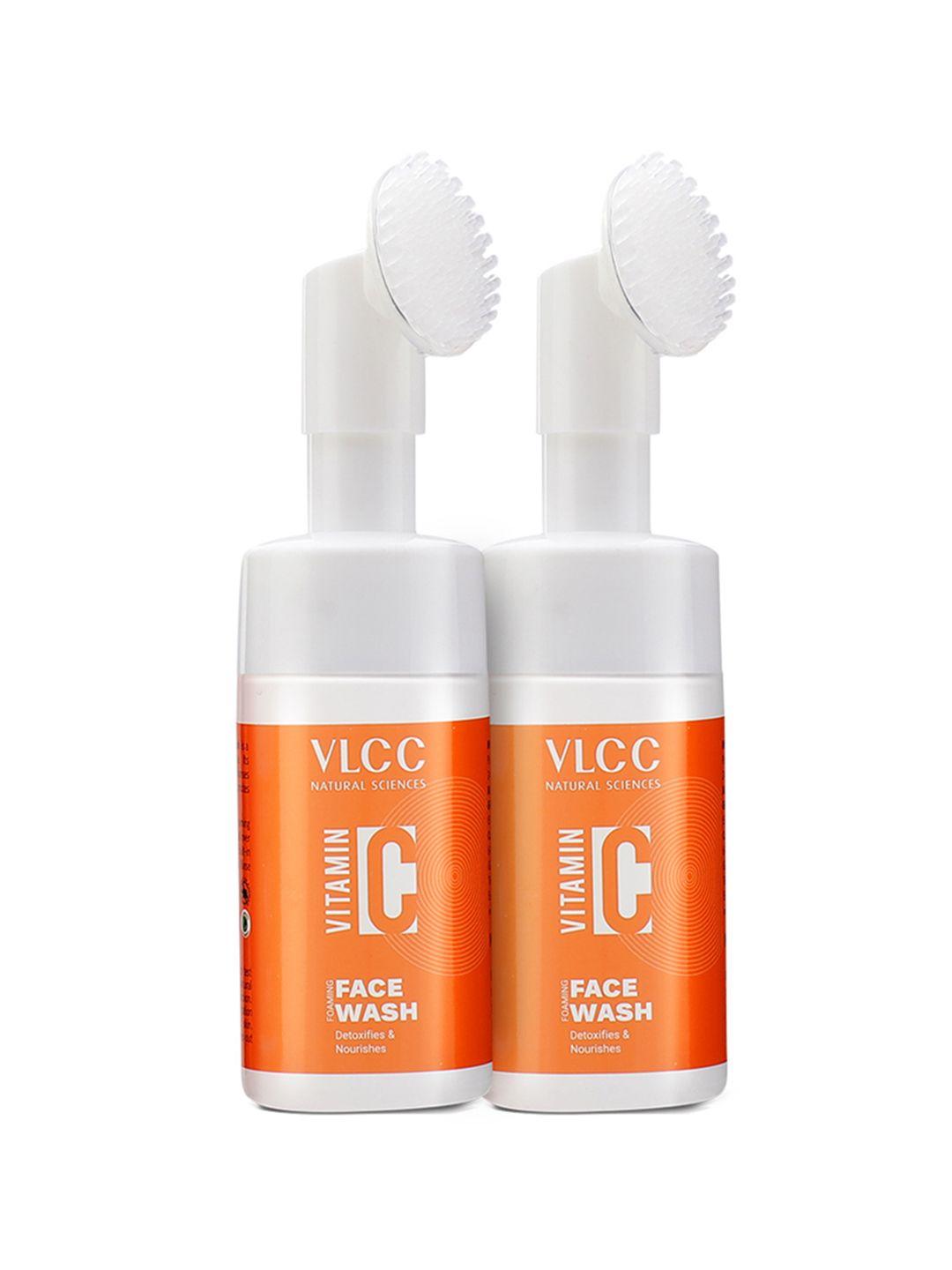 vlcc set of 2 vitamin c detoxifying & nourishing foaming face wash - 100 ml each