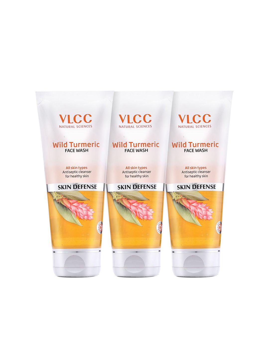 vlcc set of 3 skin defense wild turmeric face wash with honey - 80 ml each