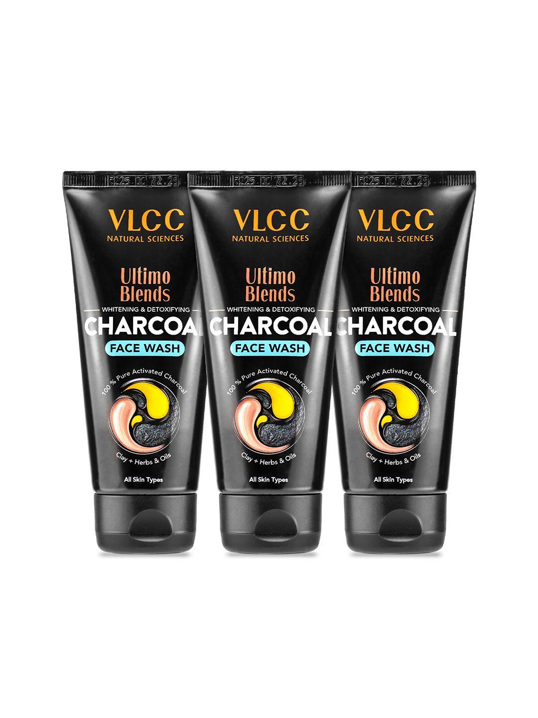 vlcc set of 3 ultimo blends whitening & detoxifying charcoal face wash - 100ml each