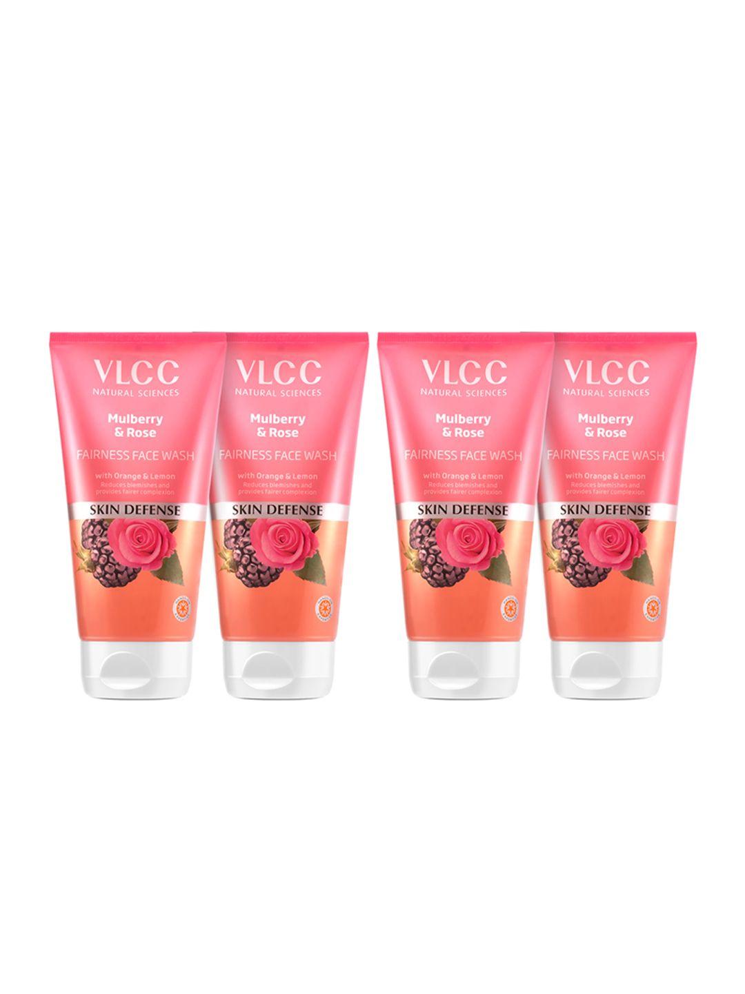 vlcc set of 4 skin defense mulberry & rose fairness face wash - 150ml each