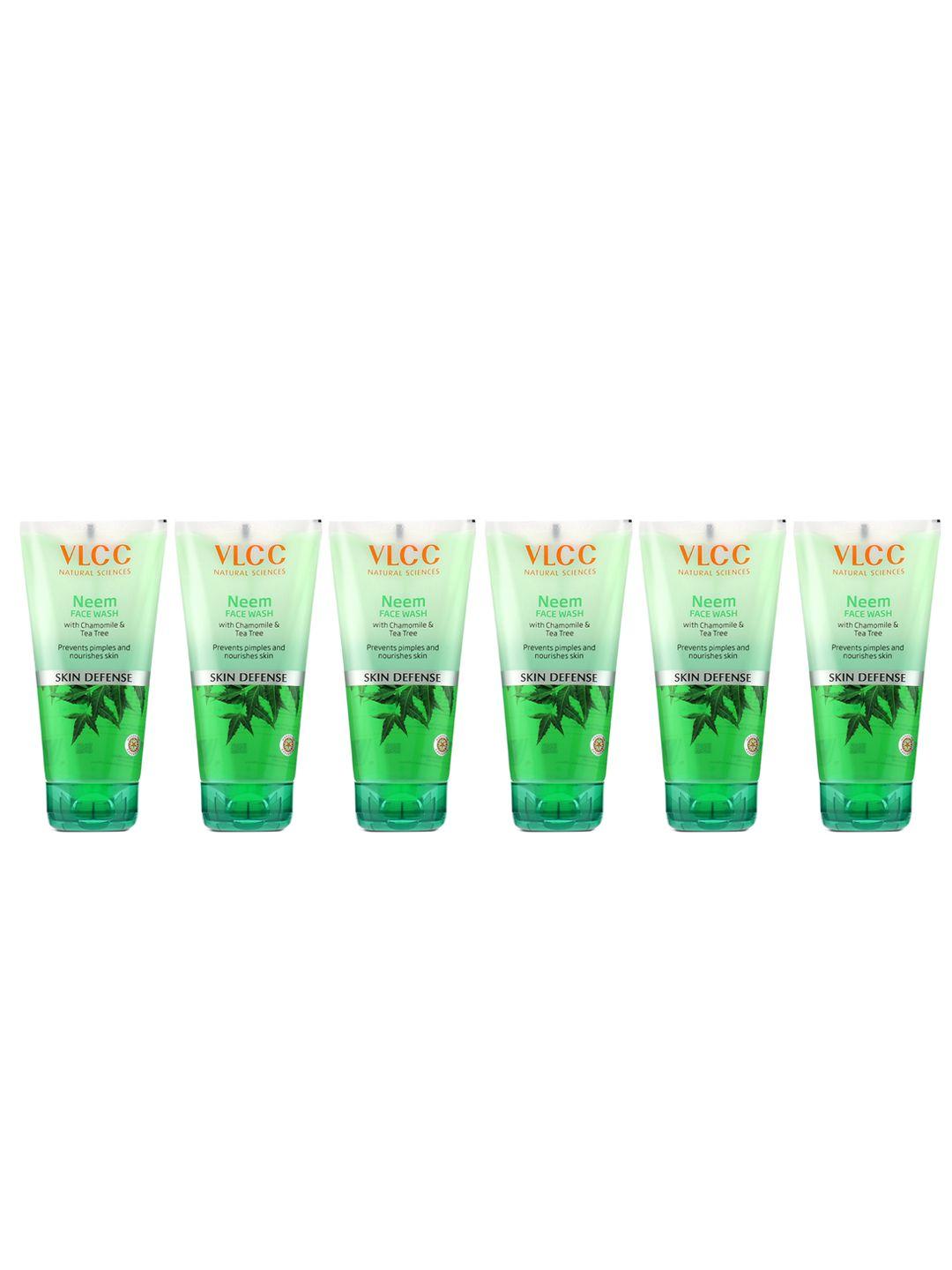 vlcc set of 6 neem face washes with chamomile & tea tree extracts for acne - 150ml each