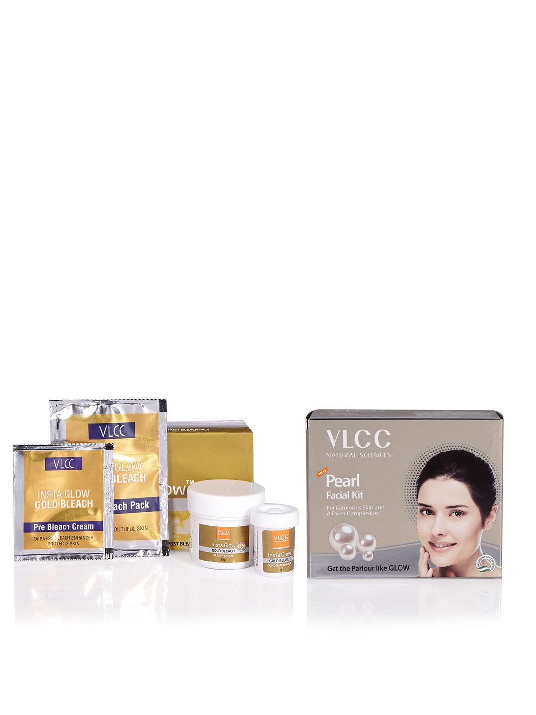 vlcc set of pearl facial kit - 60 g & insta glow gold bleach - 30 g