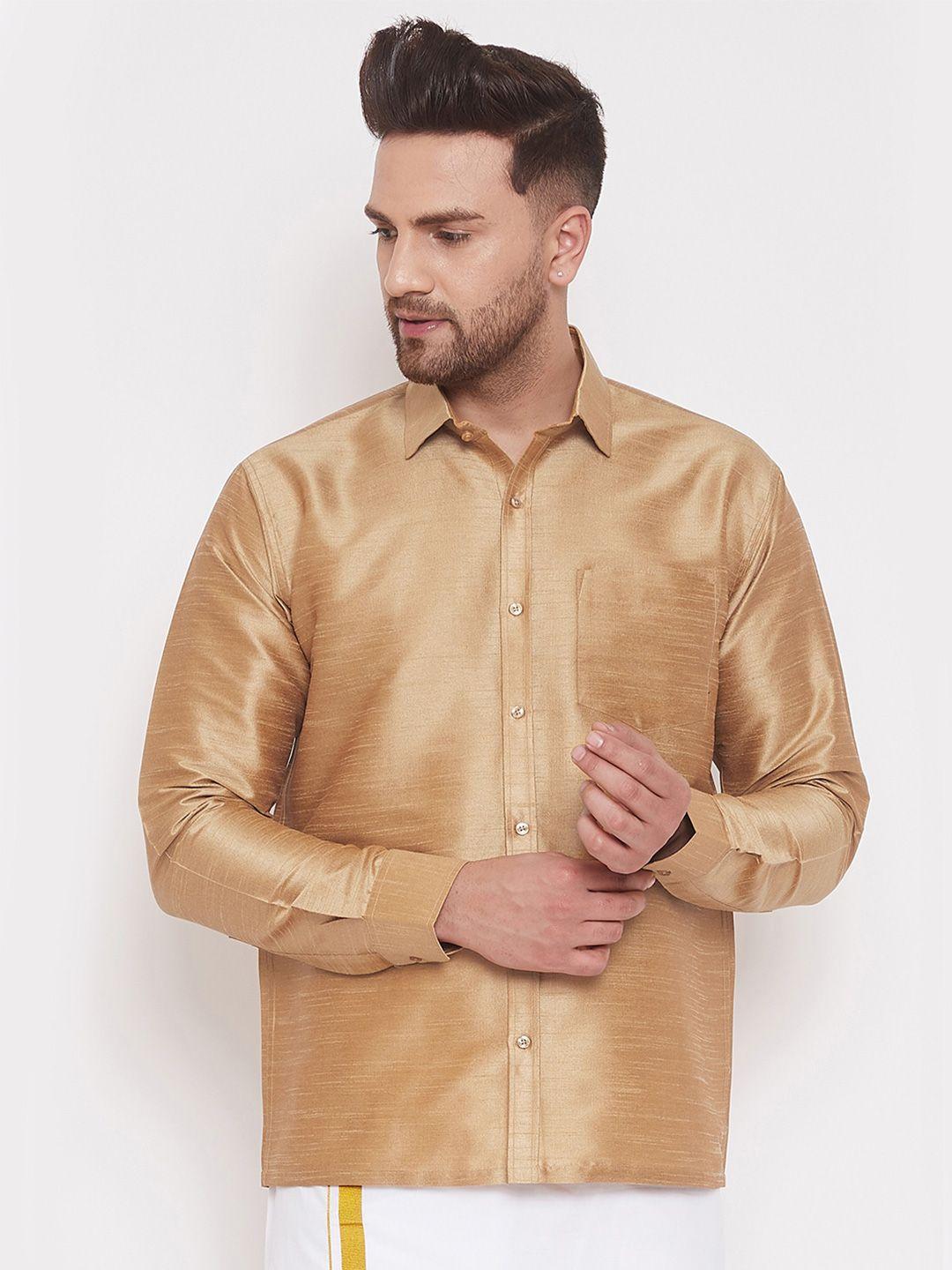 vm men premium opaque silk ethnic shirt