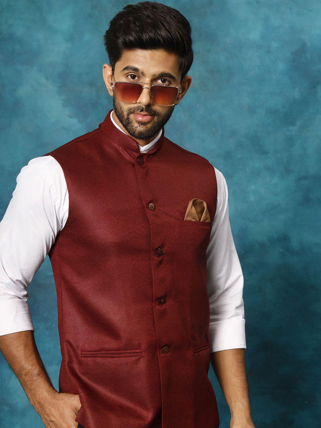vm-woven-design-mandarin-collar-jute-cotton-nehru-jacket