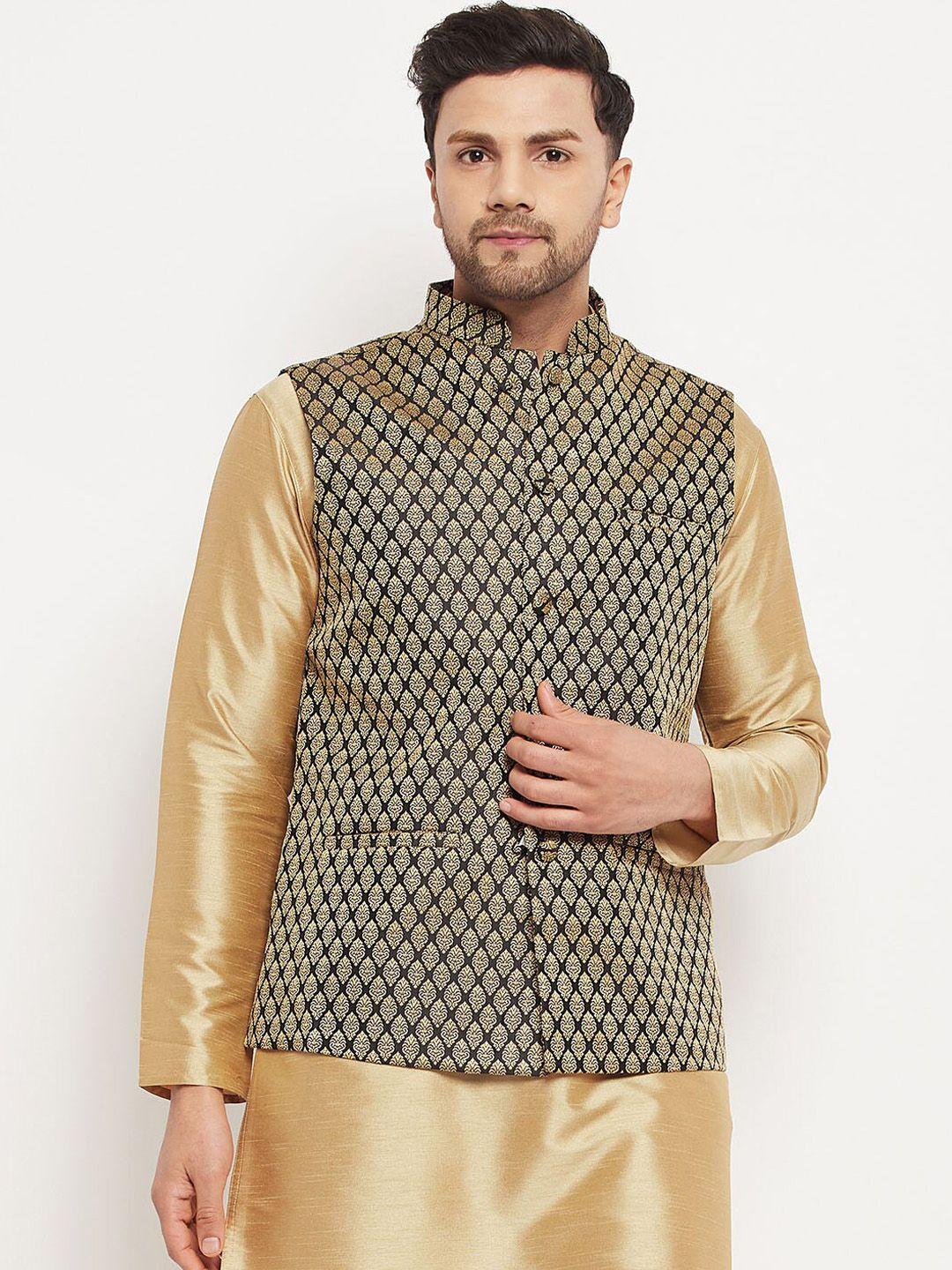 vm-woven-design-mandarin-collar-sleeveless-nehru-jacket