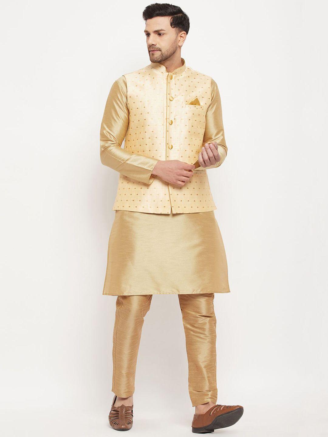 vm  straight kurta with pyjamas & nehru jacket