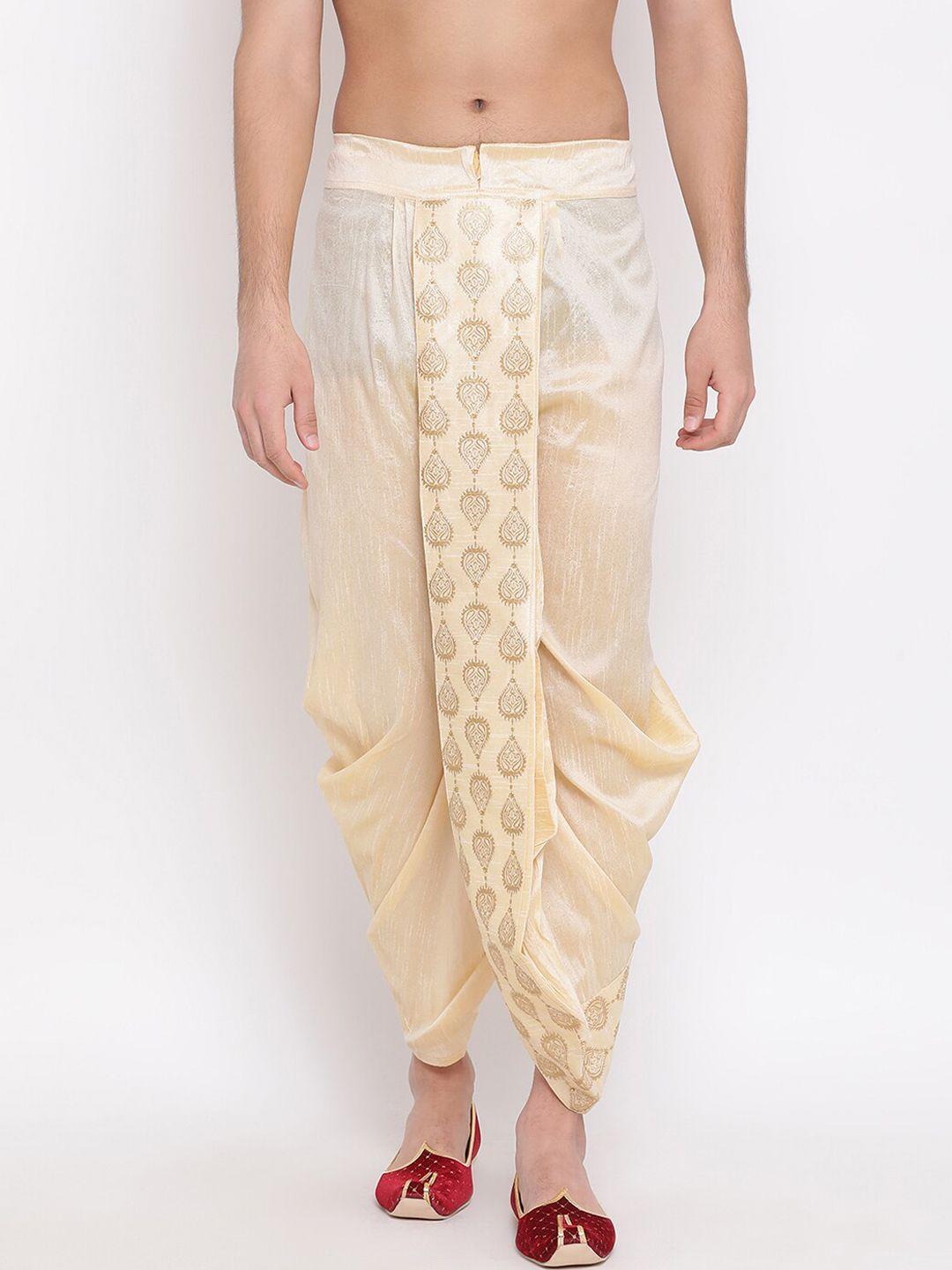 vm by vastramay men embroidered mid-rise relaxed-fit cowl dhoti pant