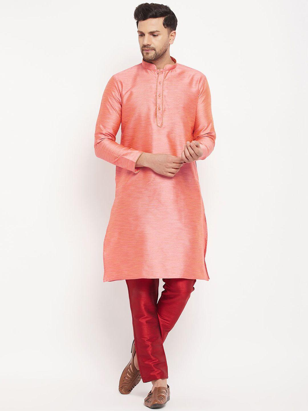 vm ethnic motifs woven design jacquard straight kurta with pyjamas