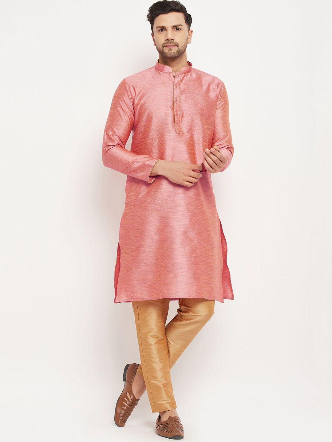 vm ethnic motifs woven design jacquard straight kurta with pyjamas