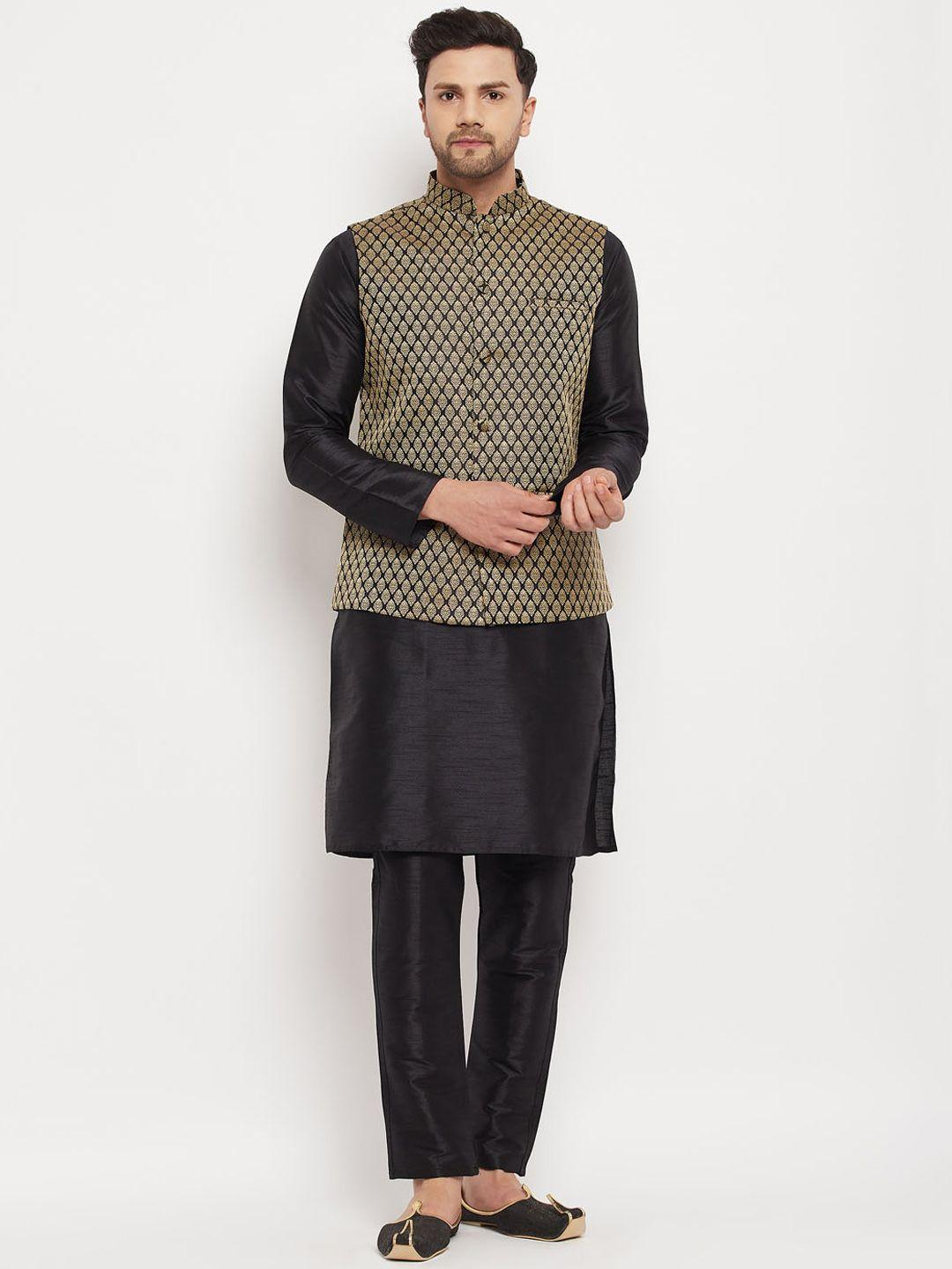 vm kurta & pyjama with woven nehru jacket