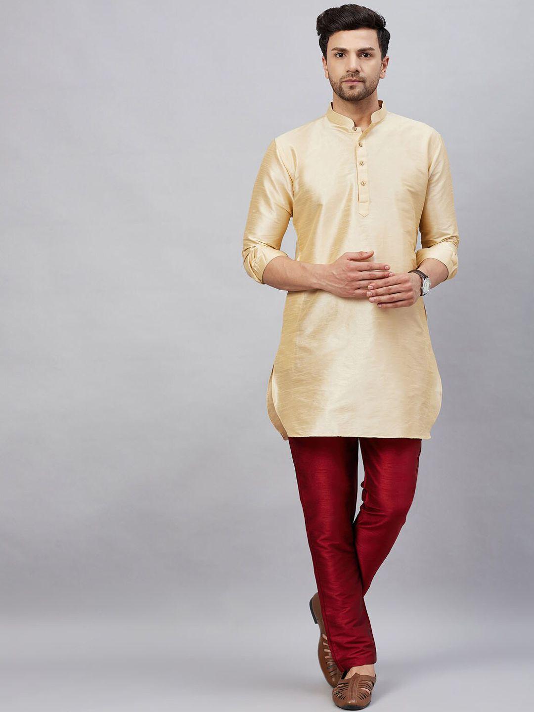 vm mandarin collar curved hem kurta with trousers