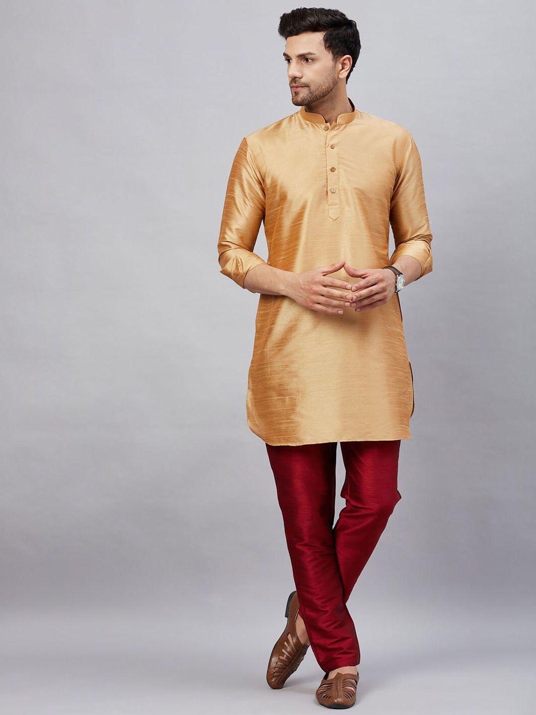 vm mandarin collar curved hem kurta with trousers