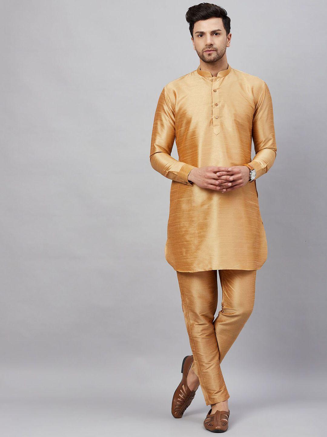vm mandarin collar curved hem long sleeves kurta with trousers