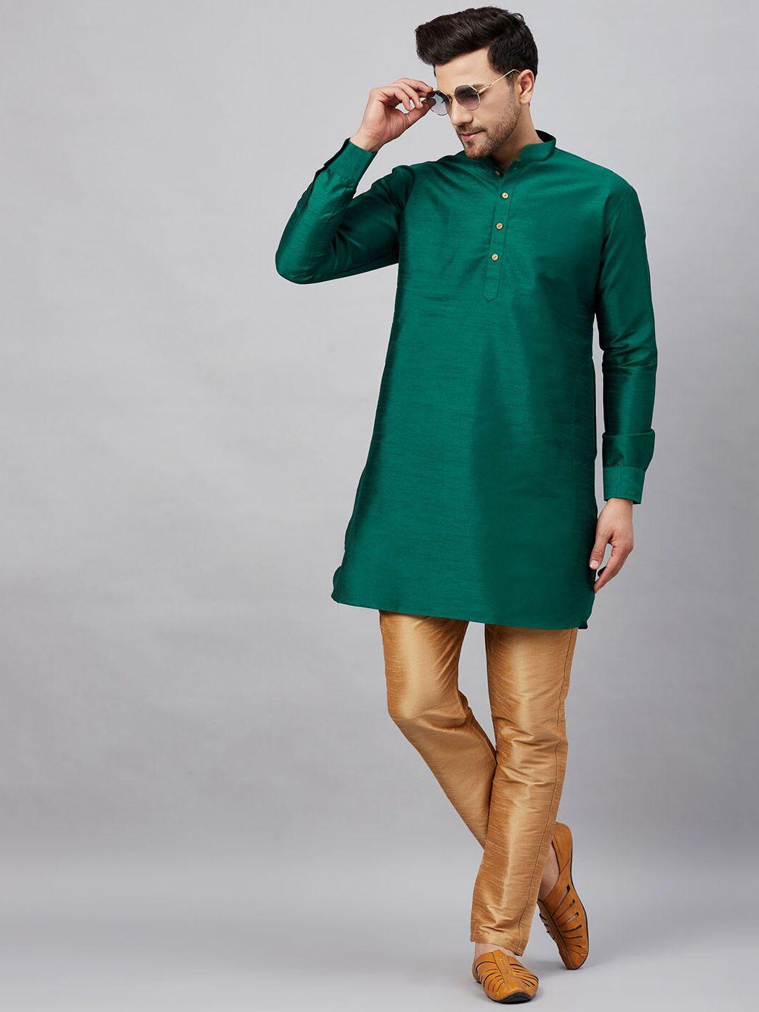 vm mandarin collar curved hem straight kurta with trousers