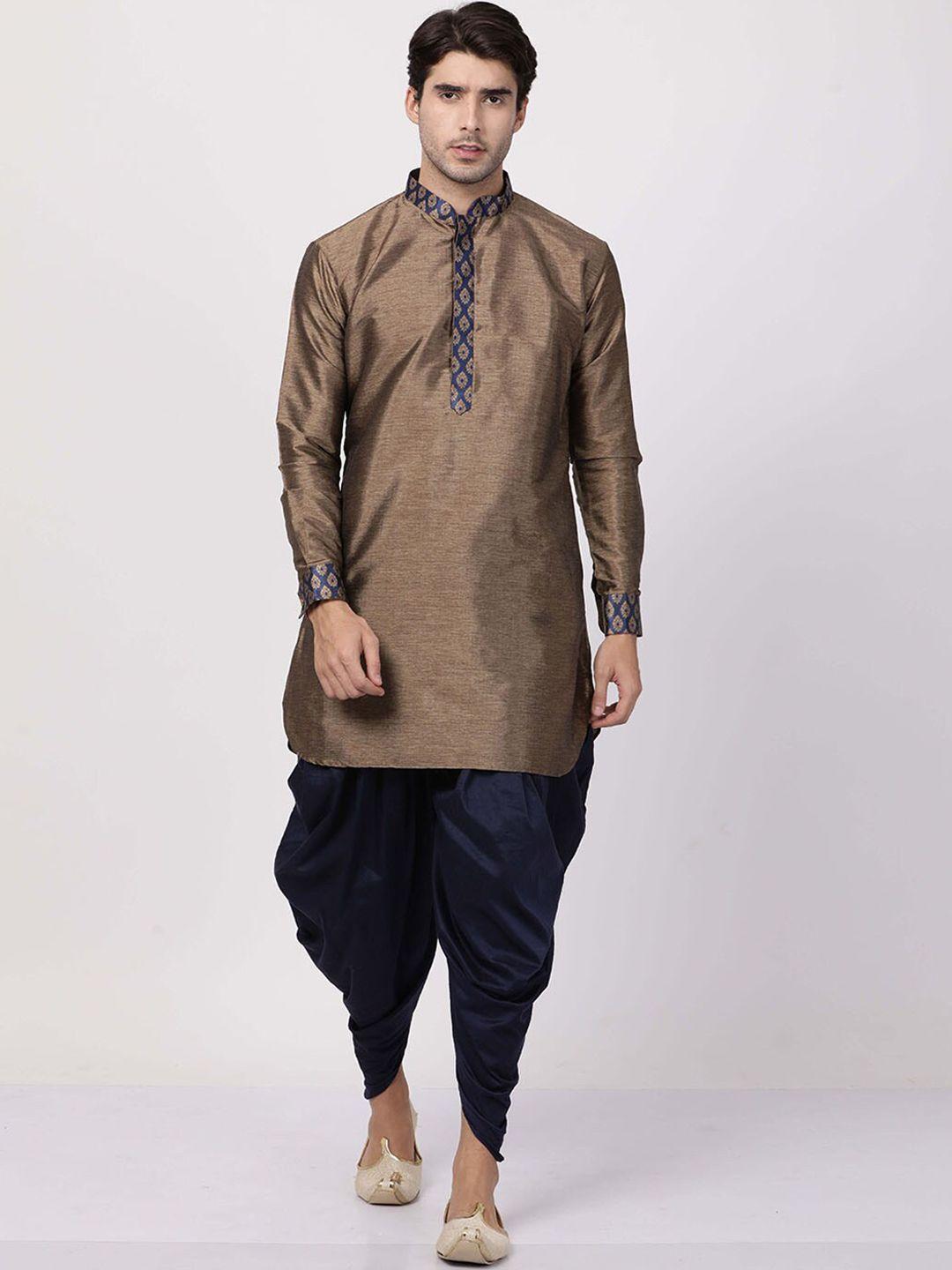 vm mandarin collar ethnic motifs yoke design kurta with dhoti pants