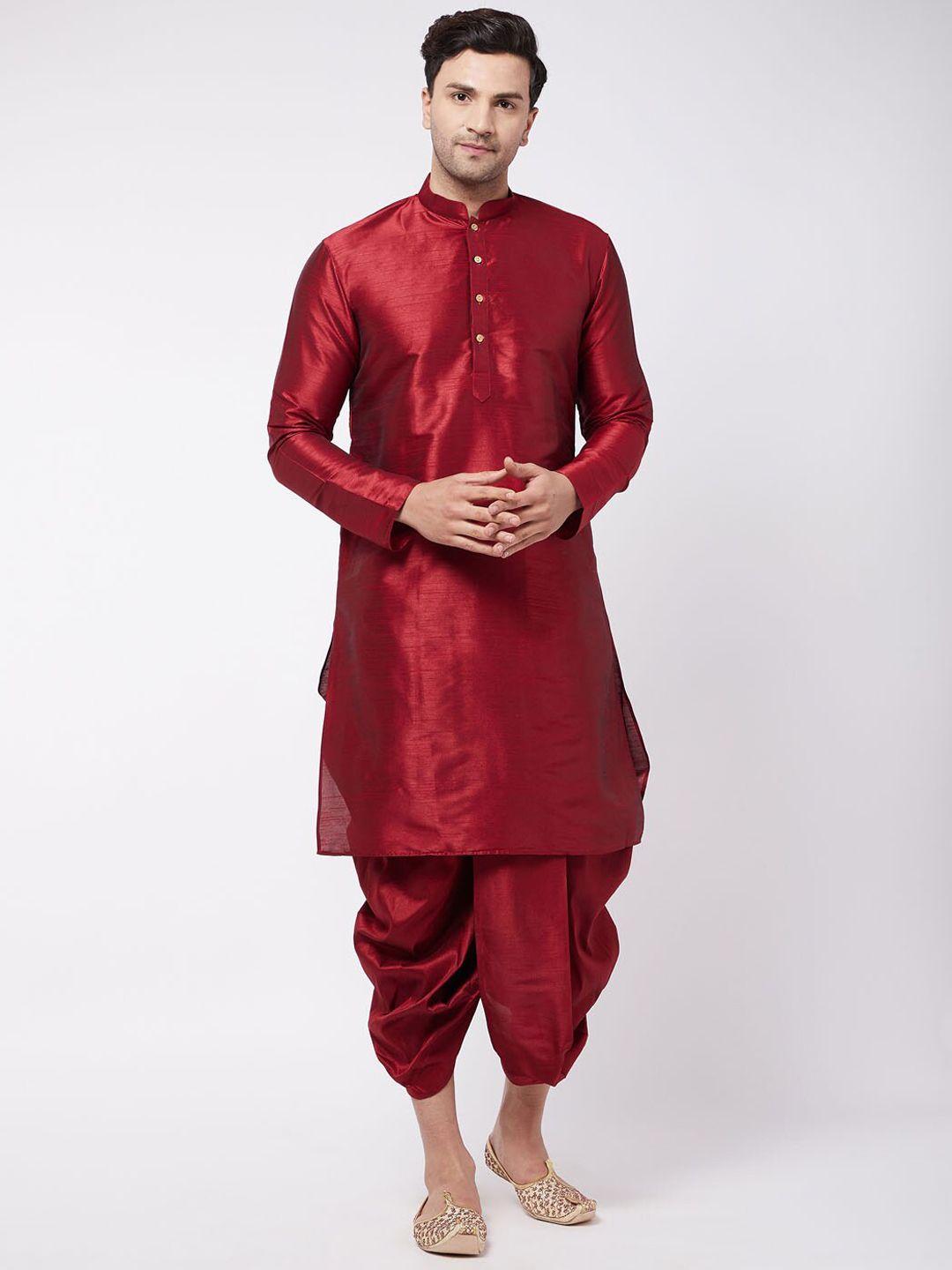 vm mandarin collar kurta with dhoti pants