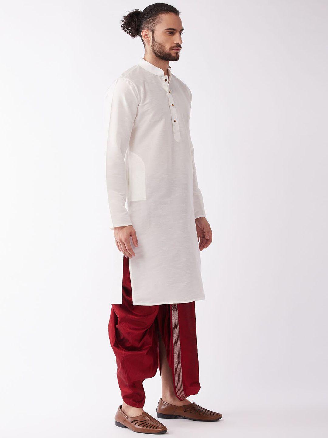 vm mandarin collar kurta with dhoti pants