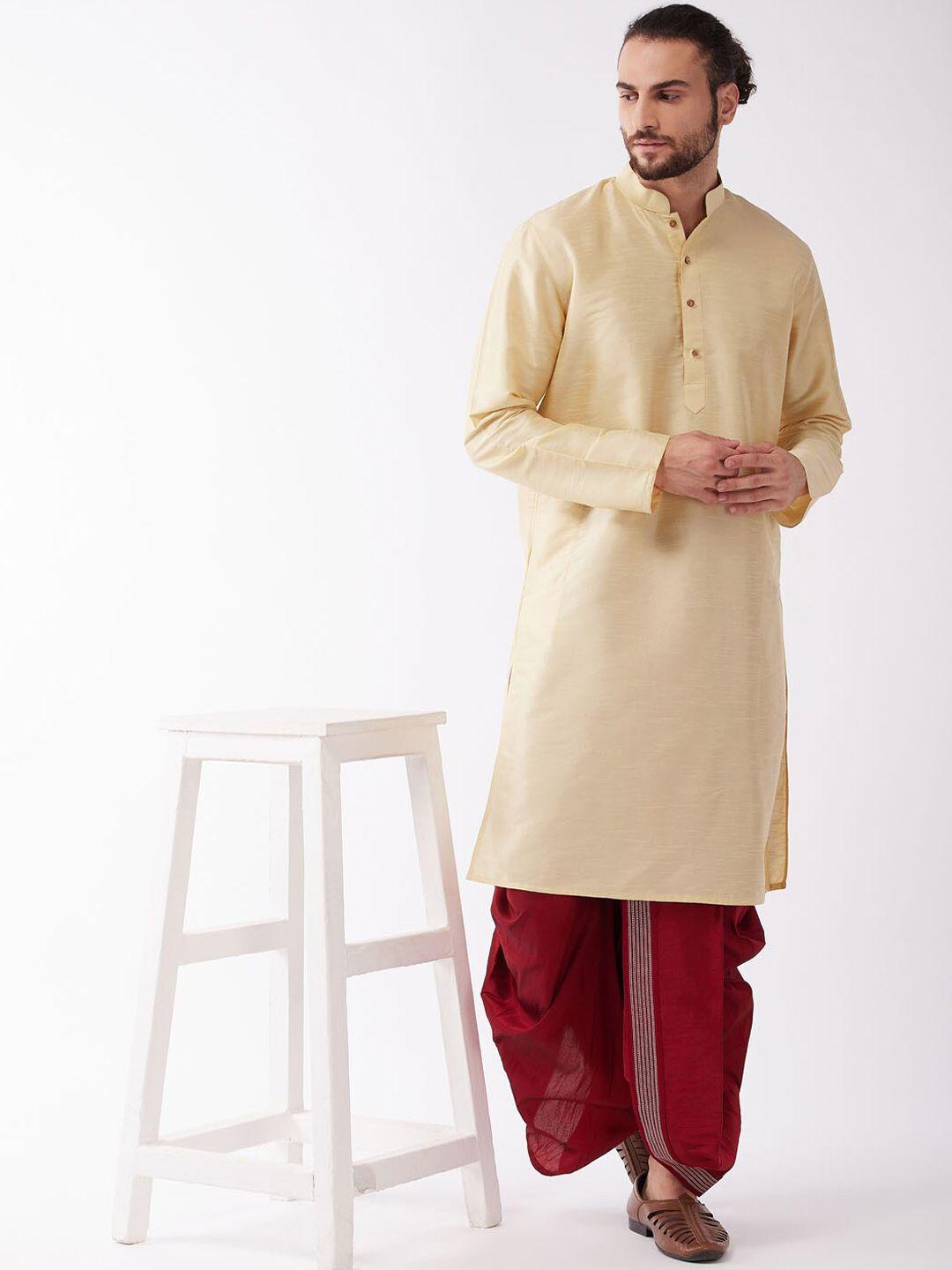 vm mandarin collar kurta with dhoti pants